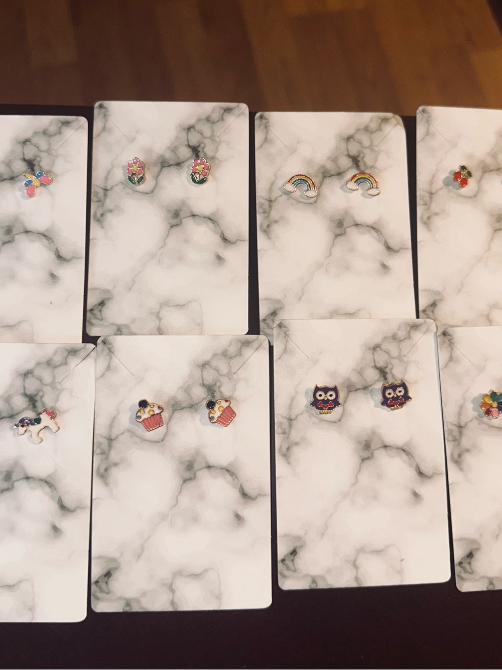 Cute Enamel Stud Earring Set - Colorful Cartoon Designs 8 pairs New